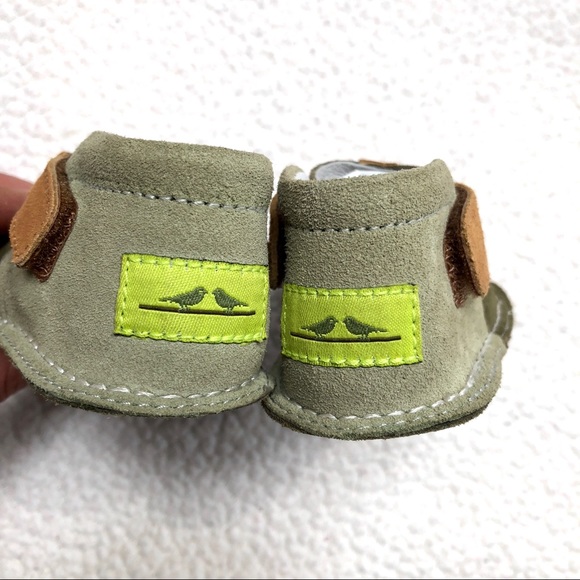 Pipit Suede Stripe Olive Green Baby Shoes Size 3 - Picture 5 of 11